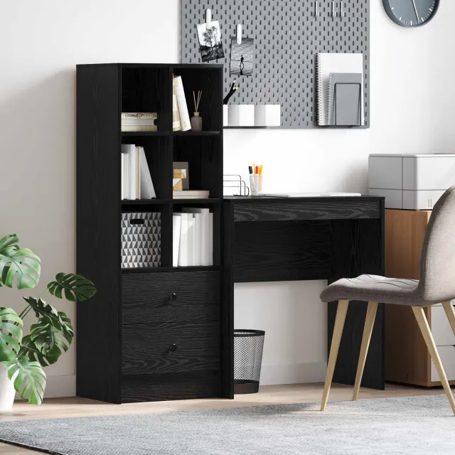 vidaXL Bureau Zwart Eiken 125,5 x 50 x 127 cm 2 st, foto 2