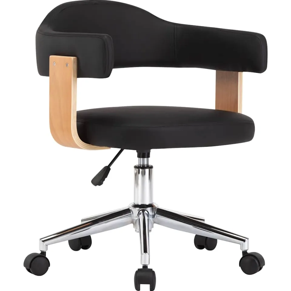 vidaXL Eetkamerstoelen draaibaar 2 st kunstleer zwart