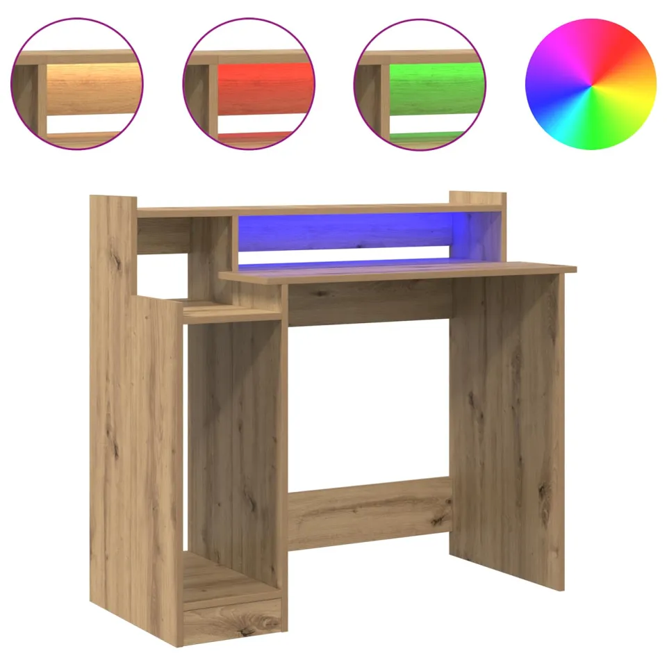 vidaXL Bureau Artisan Eiken 97 x 45 x 90 cm Bewerkt hout, foto 4