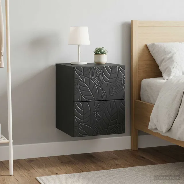 vidaXL Wandbeugel Bedkast 2 st Zwart 34,5 x 33 x 40 cm Bewerkt hout
