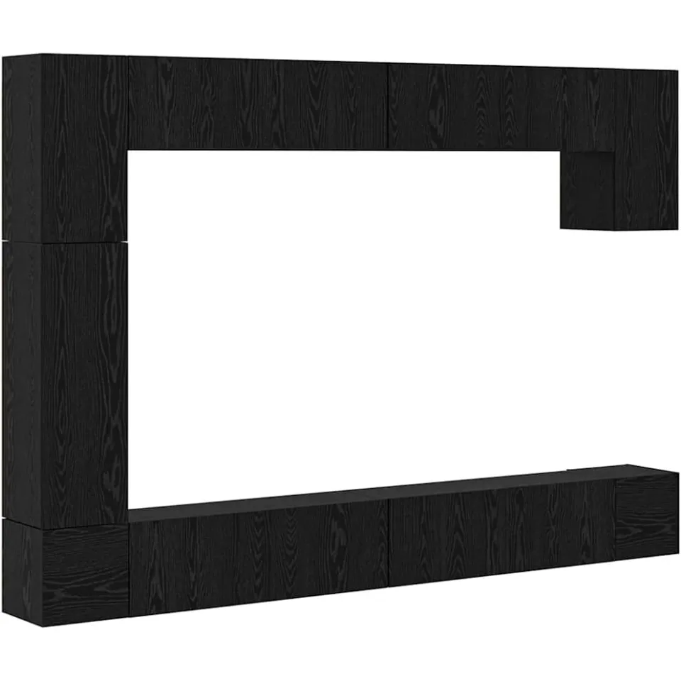 vidaXL Tv-meubelset 9 st 100 x 30 x 30 cm Zwart Eiken
