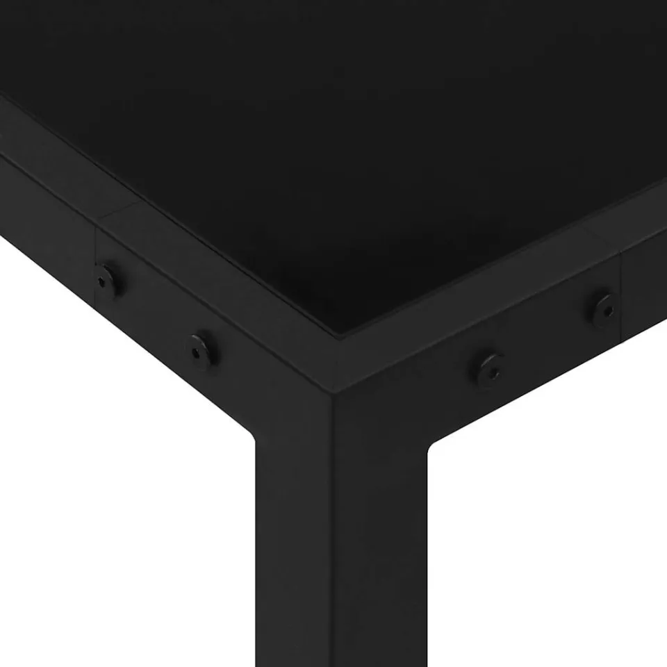 vidaXL Tuintafel 130x130x72 cm staal en glas zwart, foto 3