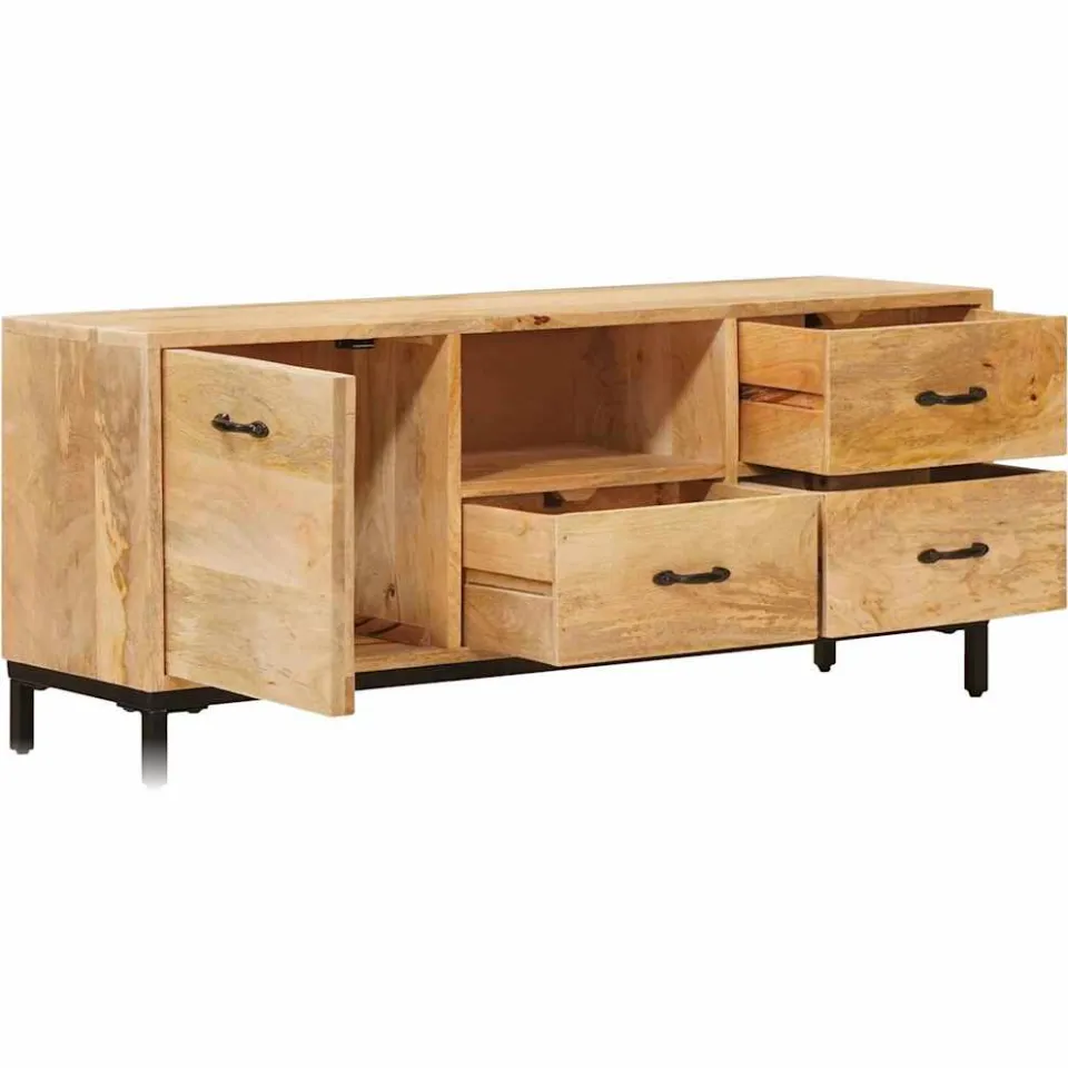 vidaXL Tv-meubels met lade Bruin 110 x 30 x 46 cm Massief Mango Hout
