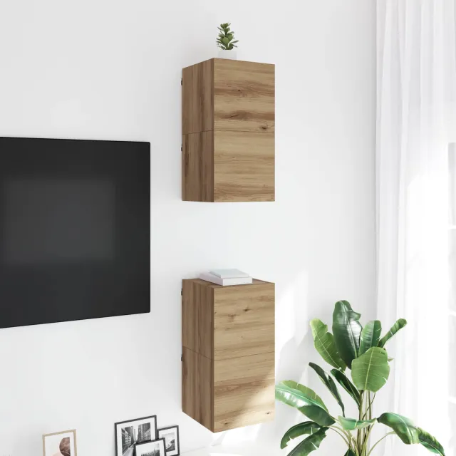 vidaXL Wandgemonteerde TV-kast Artisanaal eiken Bewerkt hout, foto 2