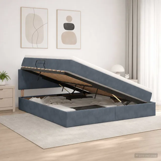 vidaXL LED Opslagbed met Matras Donkergrijs 180 x 200 cm Fluweel