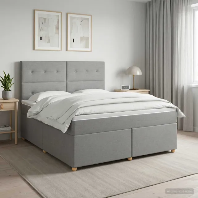 vidaXL Boxspringbed met matras Lichtgrijs 140 x 190 cm Stof