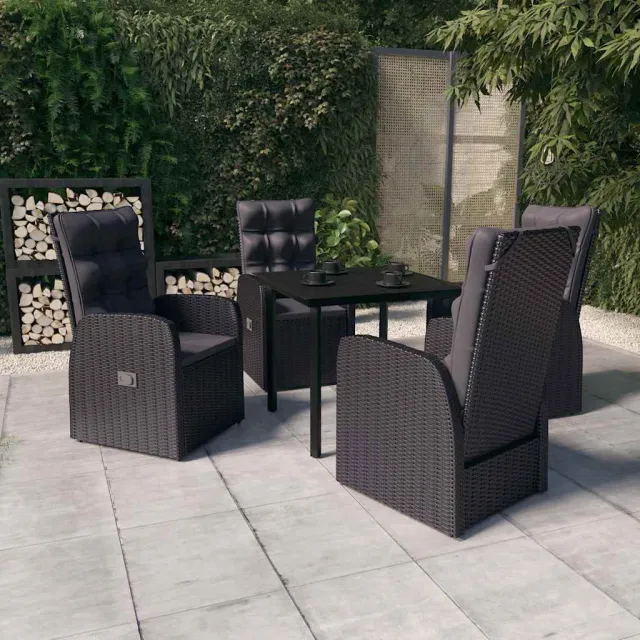 vidaXL 5-delige Tuinset met kussens zwart, foto 2