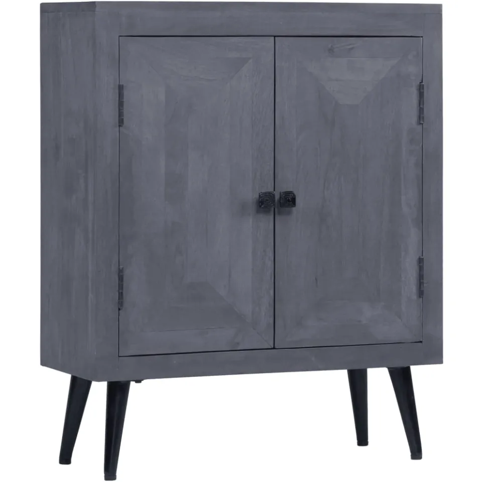 vidaXL Dressoir 60x30x76 cm massief mangohout grijs, foto 3