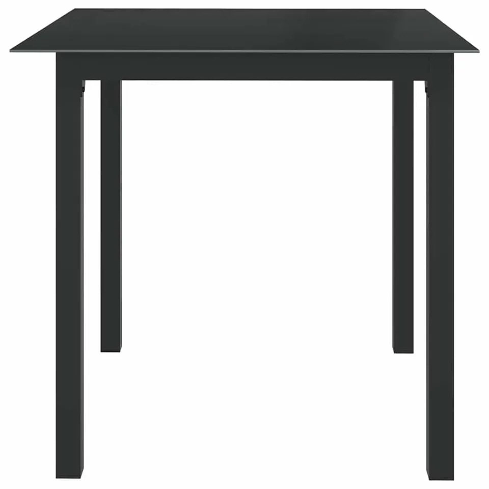 vidaXL Tuintafel 80x80x74 cm aluminium en glas zwart, foto 3