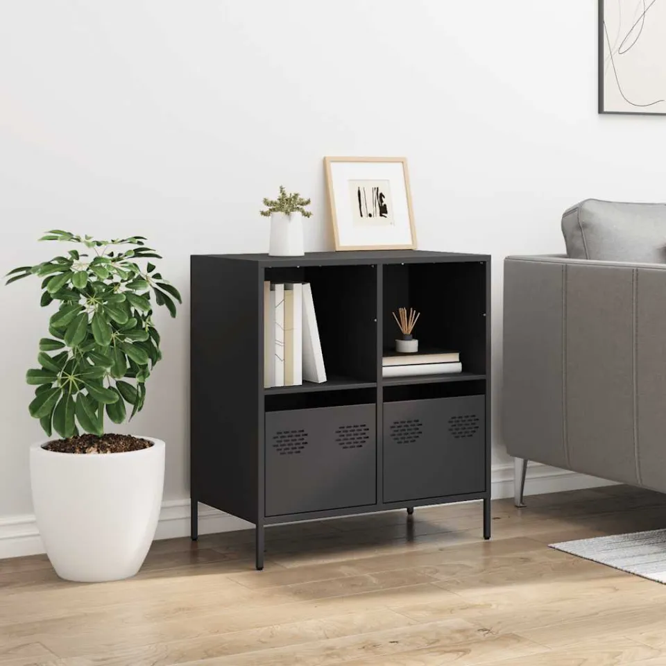 vidaXL Dressoir 68x39x73,5 cm koudgewalst staal zwart, foto 2