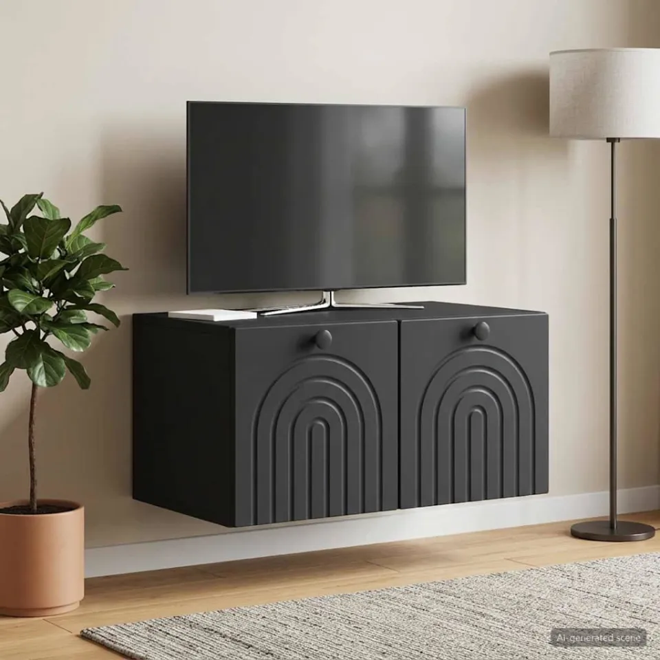 vidaXL Wandbeugel TV-kast Zwart 59,5 x 41 x 30 cm Bewerkt hout, foto 4