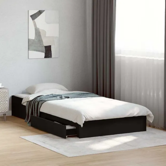 vidaXL Bedframe met lades bewerkt hout zwart 75x190 cm