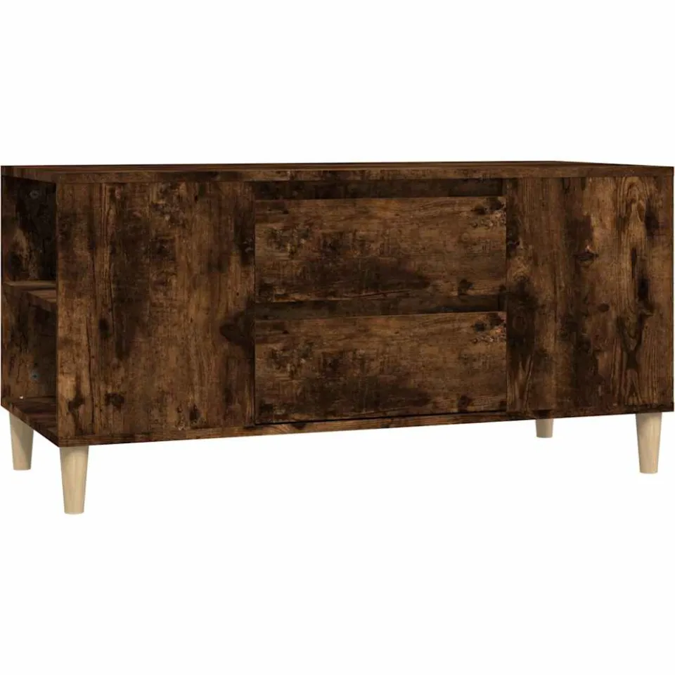 vidaXL Tv-meubel 102x44,5x50 cm bewerkt hout gerookt eikenkleurig Bruin