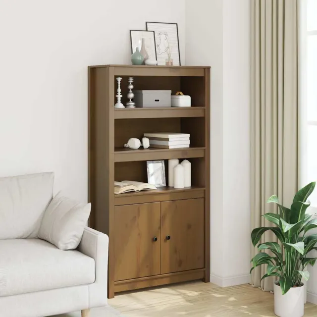 vidaXL Hoge kast 80x35x154 cm massief grenenhout grijs