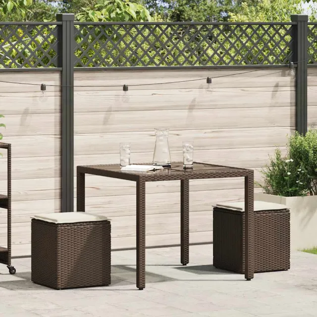vidaXL Tuinkrukken met kussens 2 st 40x40x43 cm poly rattan bruin, foto 2