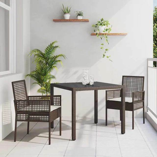 vidaXL Tuin eettafelset 3 st Bruin poly rattan, foto 2