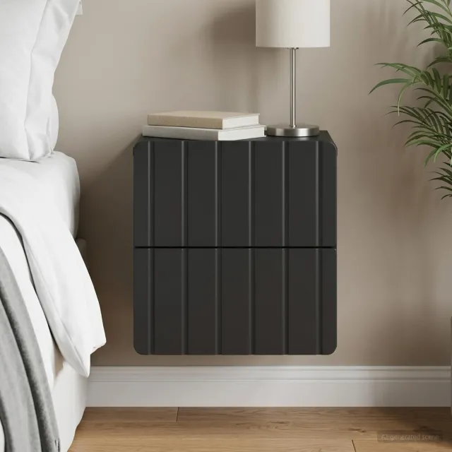 vidaXL Wandbeugel Bedkast Zwart 33 x 34,5 x 43 cm Bewerkt hout, foto 2