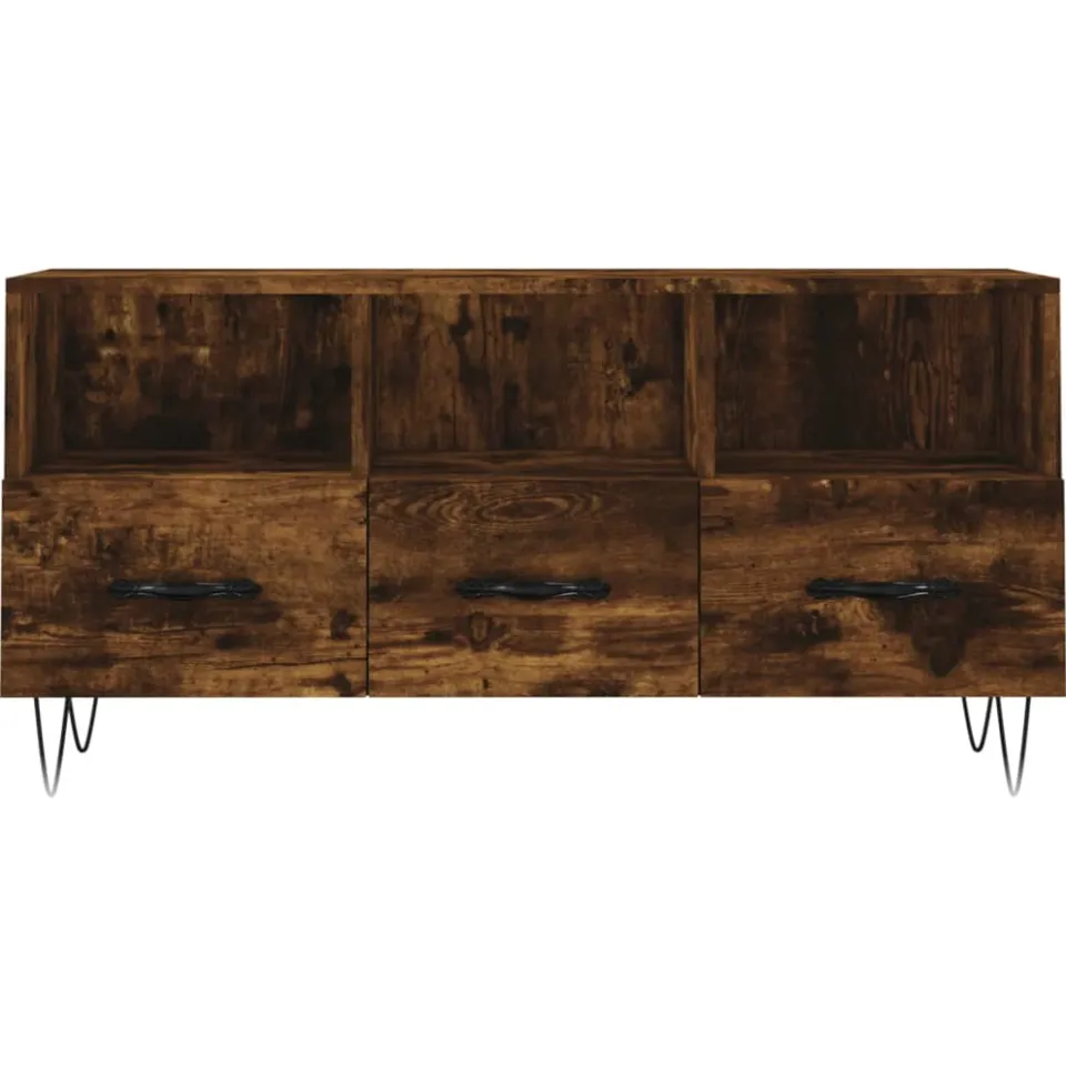 vidaXL Tv-meubel 102x36x50 cm bewerkt hout gerookt eikenkleurig Bruin