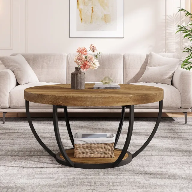 Tribesigns Salontafel - Rond 80CM - Bijzettafel - Woonkamertafel - Tafel - Koffietafel - Duurzaam - Lichtbruin - Banktafe