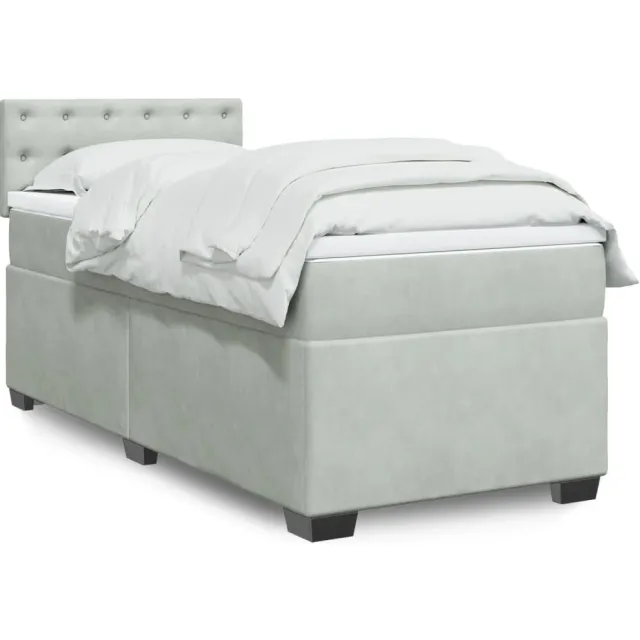 vidaXL Boxspring met matras fluweel lichtgrijs 100x200 cm grijs