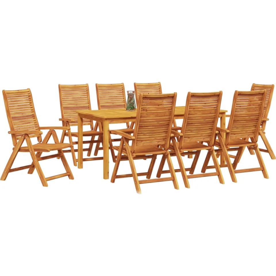 vidaXL Tuin eettafelset 9 st Bruin Massief Acaciahout