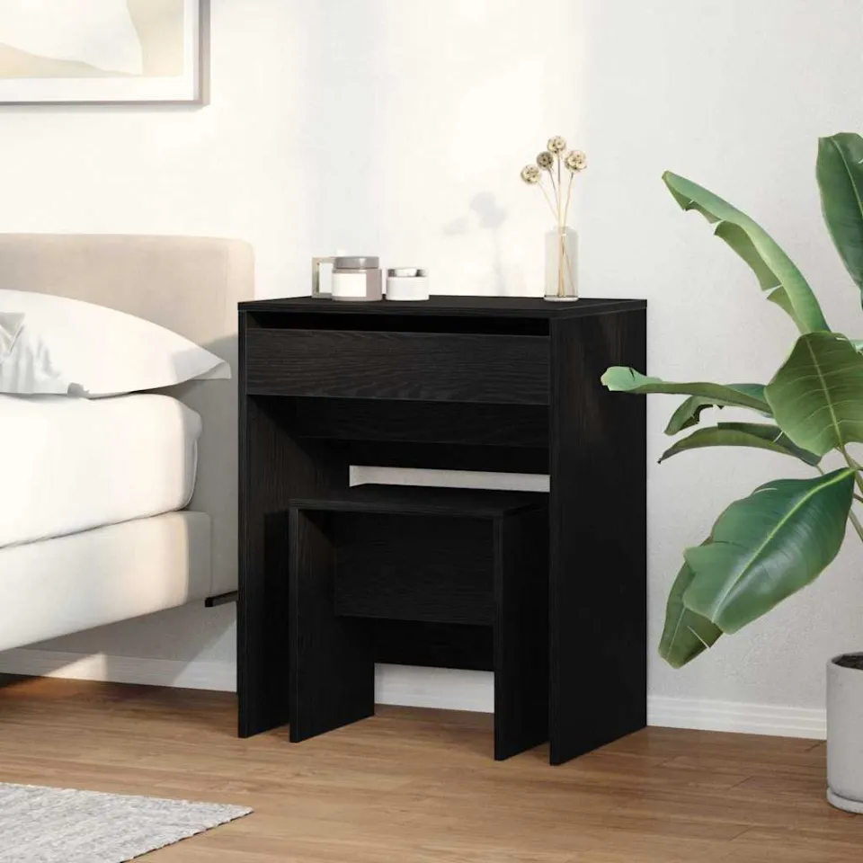 vidaXL Kaptafel 2 st Zwart eiken 60 x 40 x 75 cm Bewerkt hout, foto 4