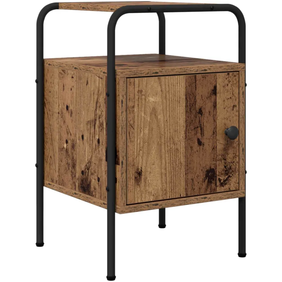 vidaXL Nachtkastje Oud hout 35 x 36.5 x 56 cm Bewerkt hout bruin, foto 3