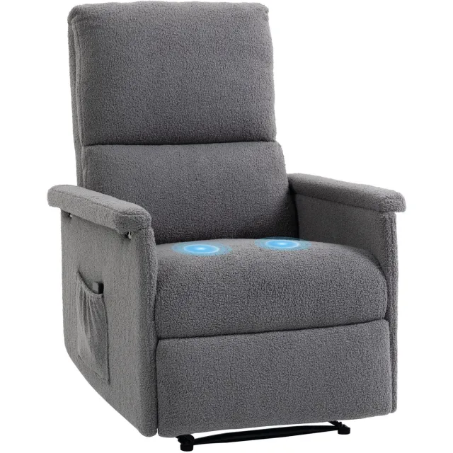 Homcom Massage Relaxbank - Fleece Teddy (100% polyester) - 69x84x99cm - Lichtgrijs