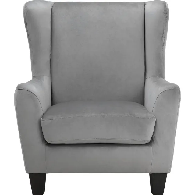 Notio Living Zhili - Gestoffeerde Accent Stoel met Kruk in Fluweel Grijs (101 x 84 x 84 cm)