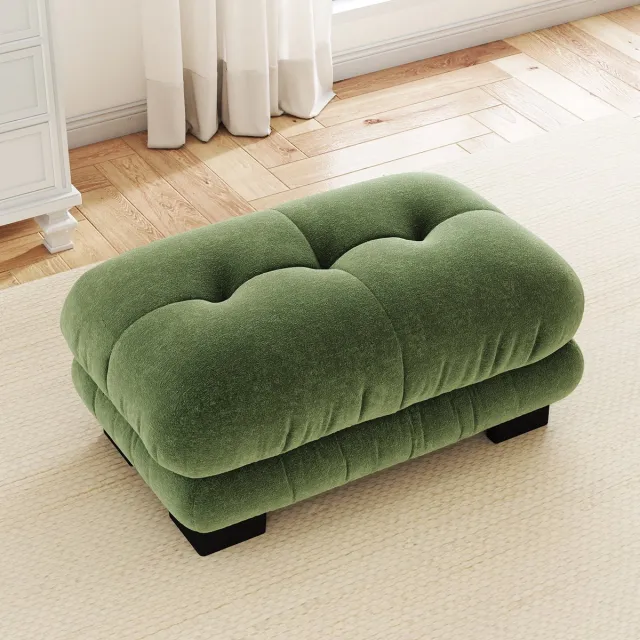 MUVANO Groene Hocker - Modulaire ottomaan groen - Vintage voetenbank met zachte vulling - 112x68x52 cm - Voetensteun - Woonkamer Groen