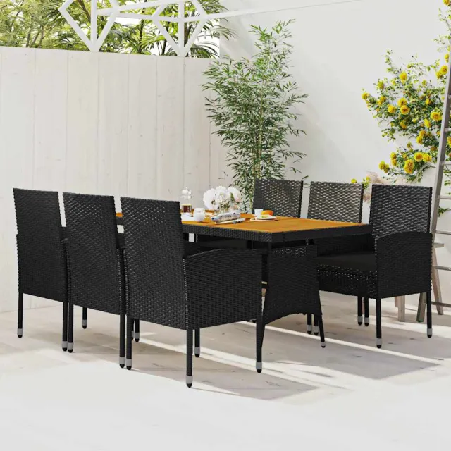 vidaXL 7-delige Tuinset poly rattan zwart, foto 2