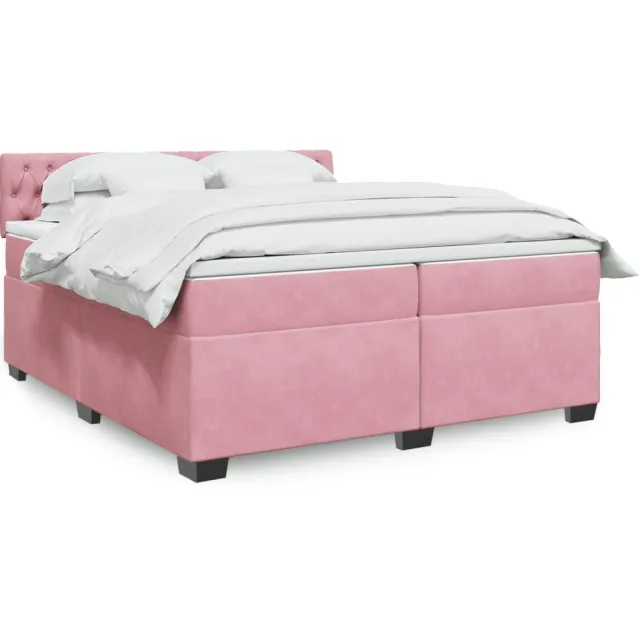 vidaXL Boxspring met matras fluweel roze 200x200 cm