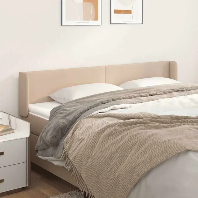 vidaXL Hoofdbord met randen 183x16x78/88 cm kunstleer cappuccinokleur bruin