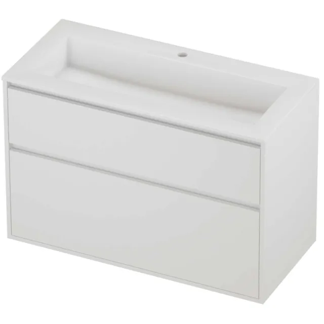 Proline Aristo Badmeubelset Polystone Elegant 1 Gat 100x46x67 cm Glans Wit Mat White Mat Wit