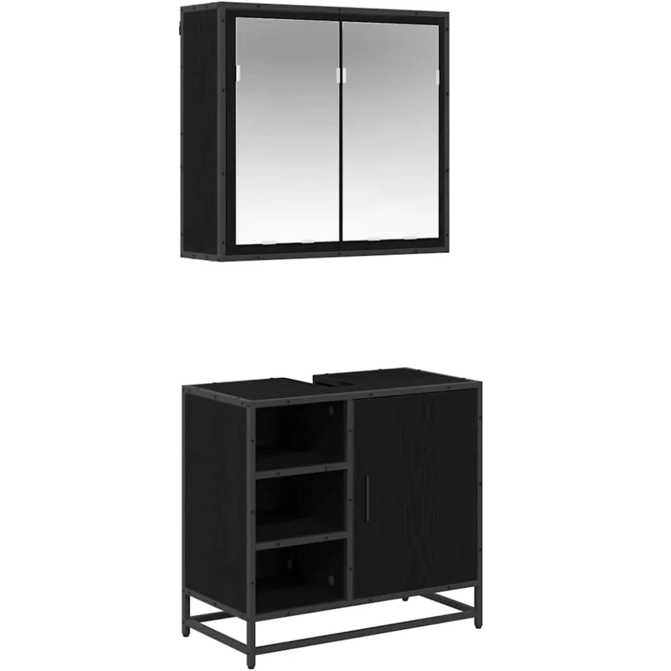 vidaXL Badkamermeubelset 2 st Zwart Eiken 65 x 33 x 60 cm Bewerkt hout, foto 3