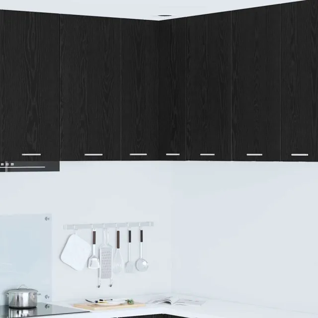 vidaXL Hangkast Zwarte Eik en Wit 57 x 57 x 80 cm Bewerkt hout