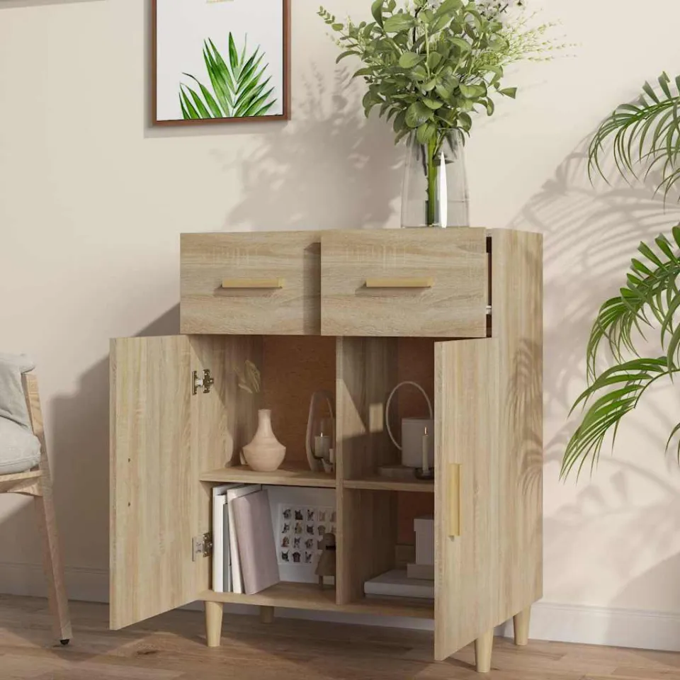 vidaXL Dressoir 69,5x34x89 cm bewerkt hout sonoma eikenkleurig, foto 3