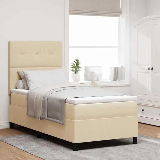 vidaXL Boxspring bed met LED-stripverlichting Crème 100 x 200 cm Stof
