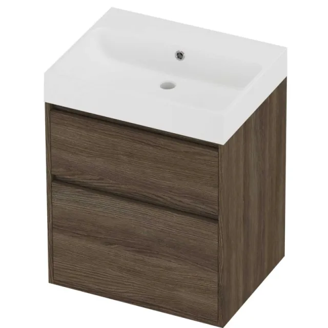 Proline Podium Badmeubelset Polystone Loft 60x46x75 cm Mat White Vital Oak Eiken