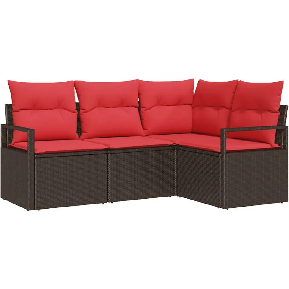 vidaXL Bankstel 4 st Bruin poly rattan
