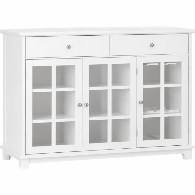 VILIMA Buffetkast - Dressoir - Dressoirkast - Opbergkast - Kast wit - Keukenkast - Incl. wijnglashouders - 119x90x40 cm