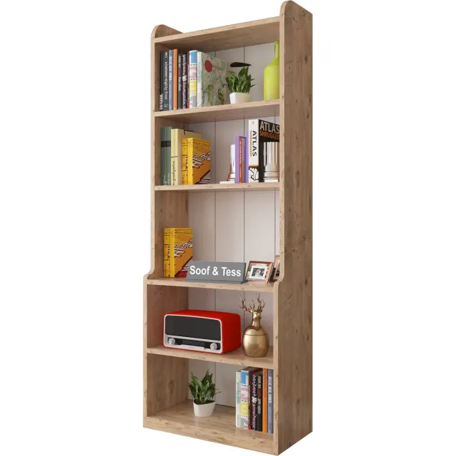 Soof & Tess Soof&Tess Boekenkast - Opbergrek Met 6 Planken - Woonkamer - Slaapkamer 30 x 60 x 180 cm - Bruin / Zwart - Open Planken - Voor Kantoor