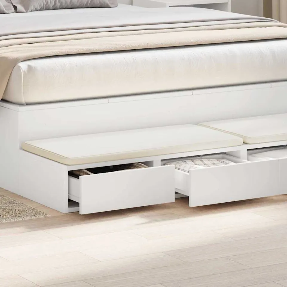 vidaXL Bedlades Wit 140 x 36,5 x 16,5 cm Bewerkt hout, foto 3