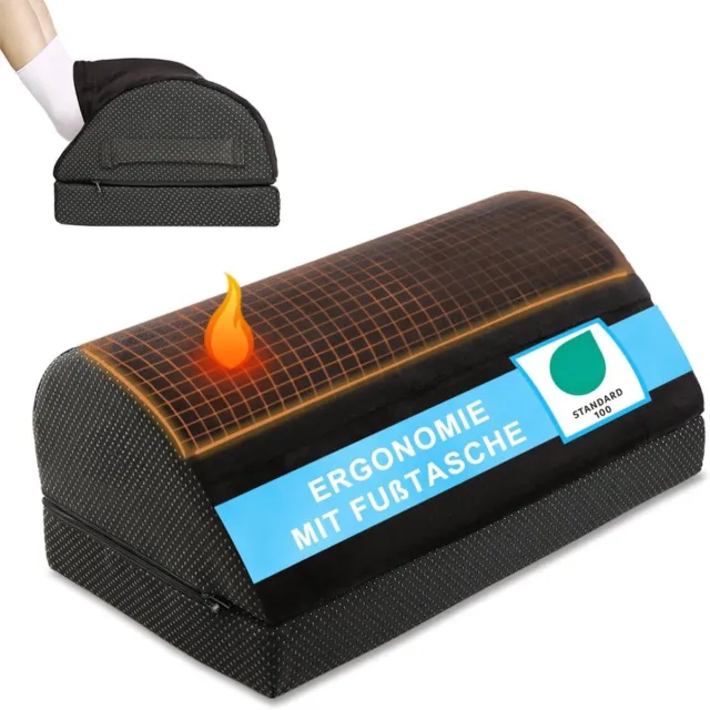 Lexium Store Lexium Voetensteun Bureau - Voetensteun Ergonomisch - Voetenkussen voor zithouding thuis of op kantoor Zwart