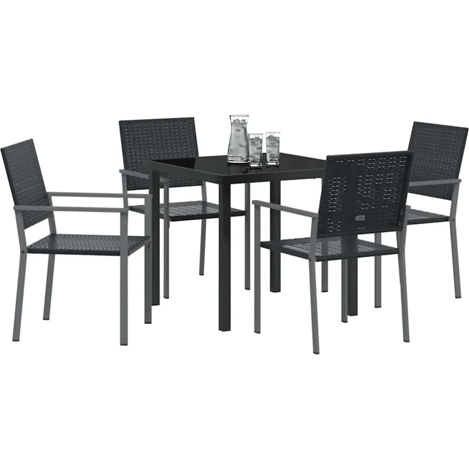 vidaXL Tuin eettafelset 5 st Zwart PE Rattan