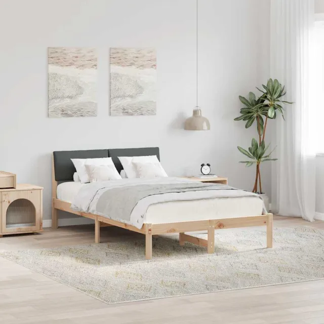 vidaXL Bedframe Bruin en donkergrijs 120 x 200 cm Massief grenenhout