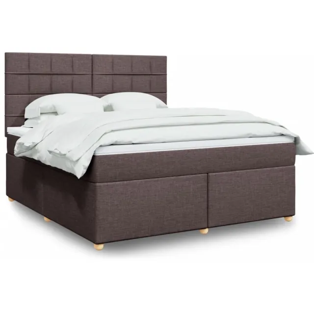 vidaXL Boxspring met matras stof donkerbruin 180x200 cm bruin