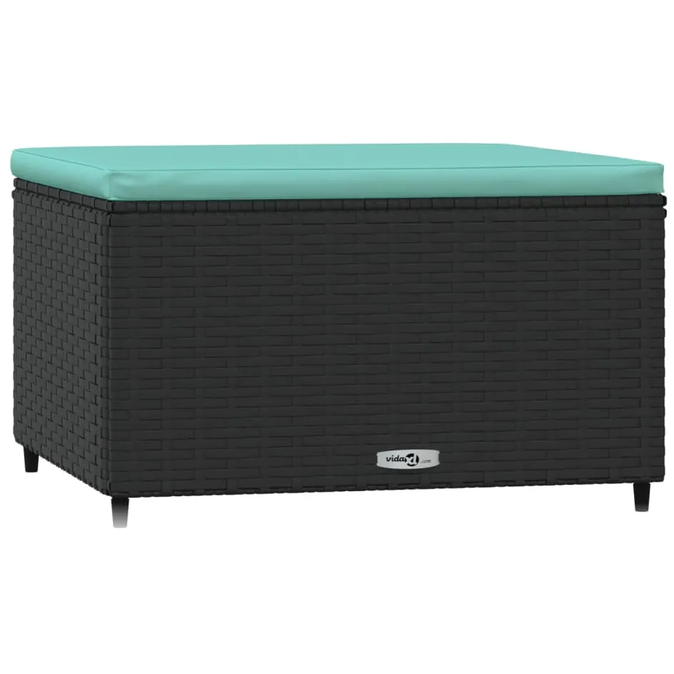 vidaXL Voetensteunen 2 st met kussens poly rattan zwart