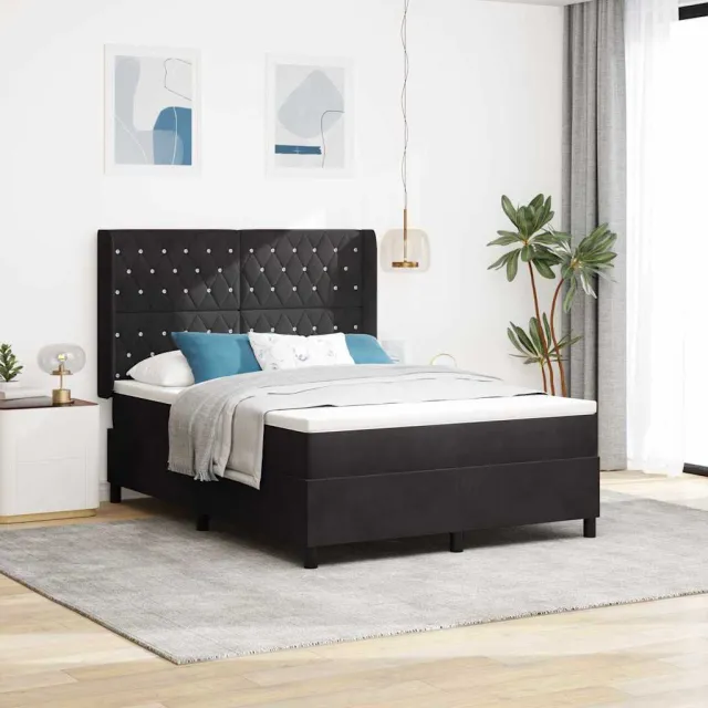 vidaXL Boxspringbed met matras Zwart 160 x 200 cm Fluweel