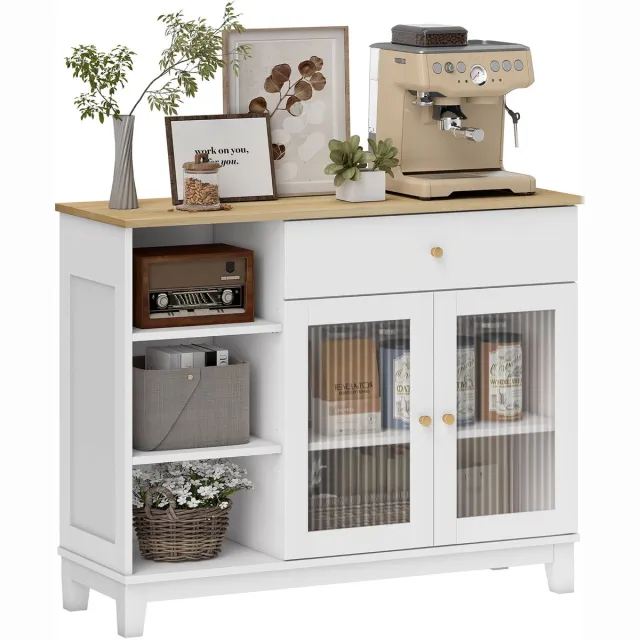 Homcom Dressoir - MDF - 100x35x80,3cm - Wit